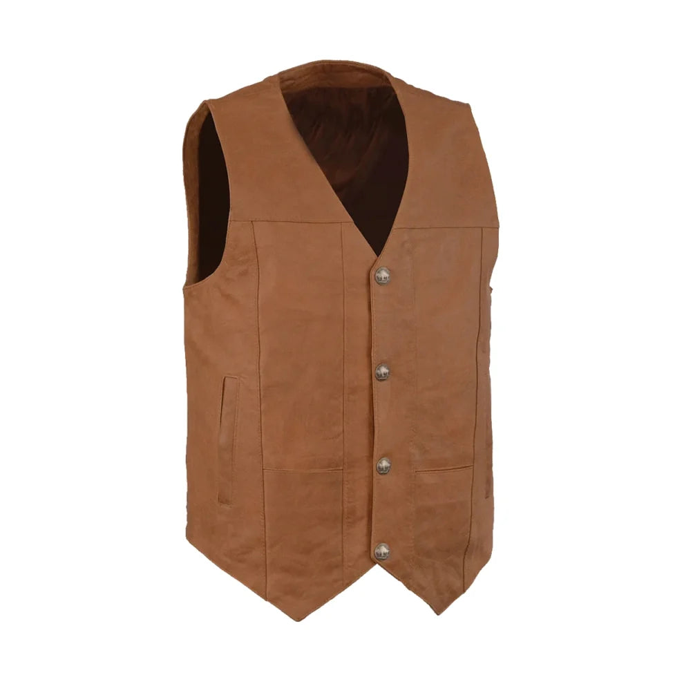 Classic Tan Brown Real Leather Vest