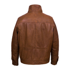 Tan Brown Trucker Leather Jacket