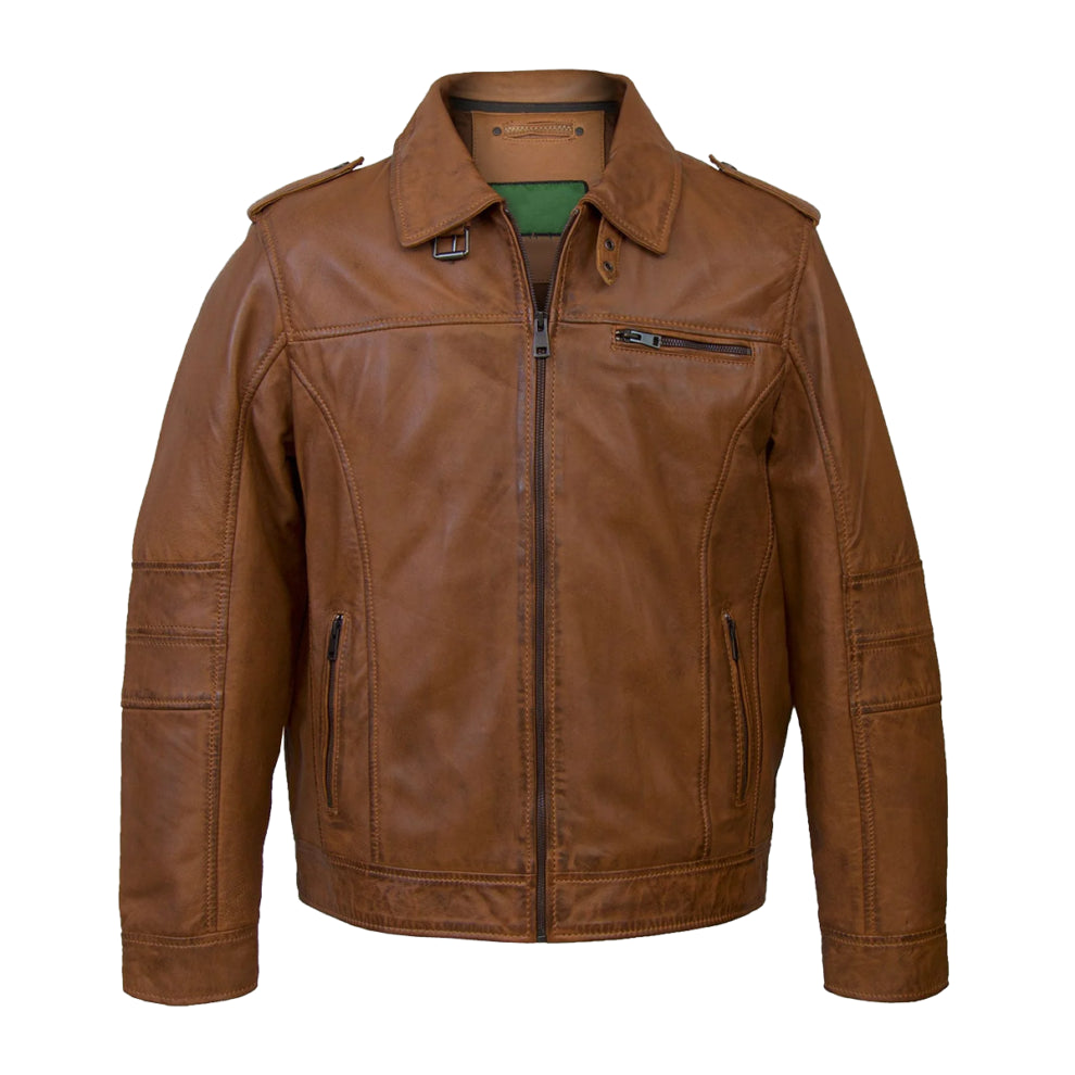 Tan Brown Hooded Leather Jacket