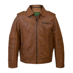 Tan Brown Hooded Leather Jacket