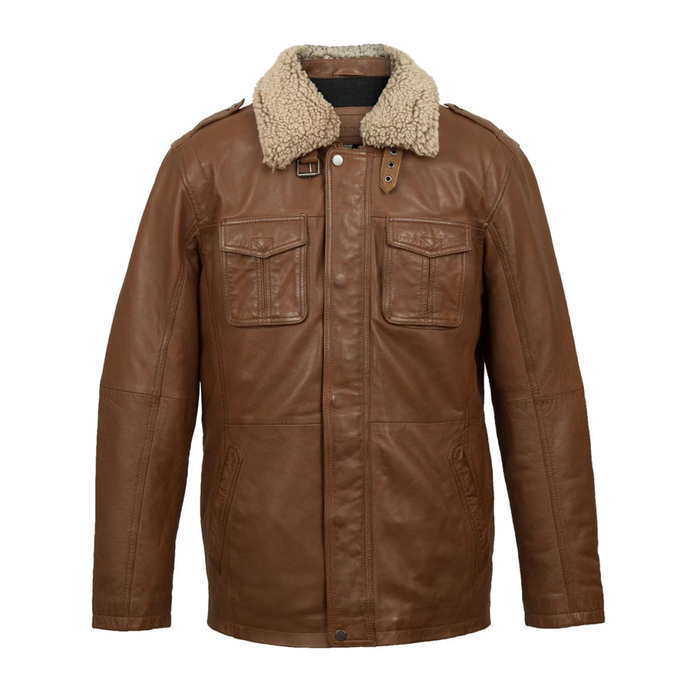 Tan Brown Shearling Long Coat