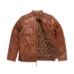 Tan Brown Biker Shirt Style Leather Jacket