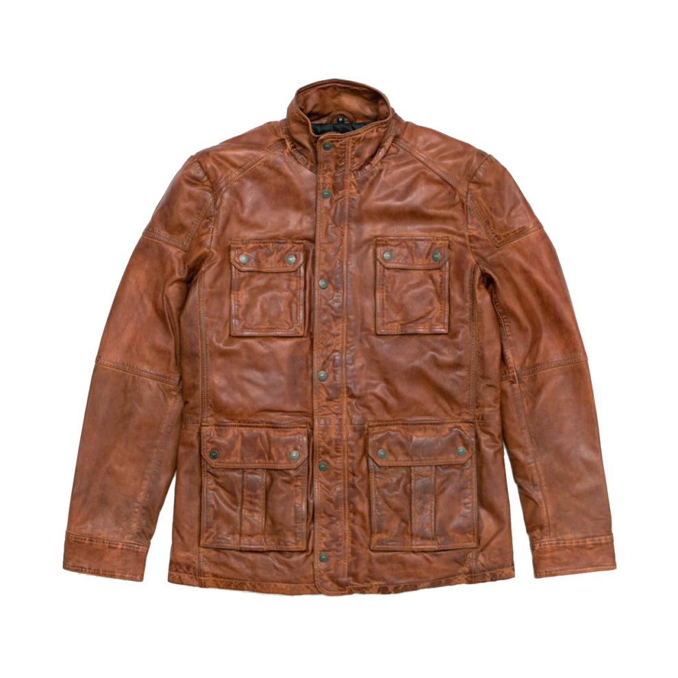 Tan Brown Trucker Genuine Leather Jacket