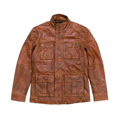 Tan Brown Trucker Genuine Leather Jacket