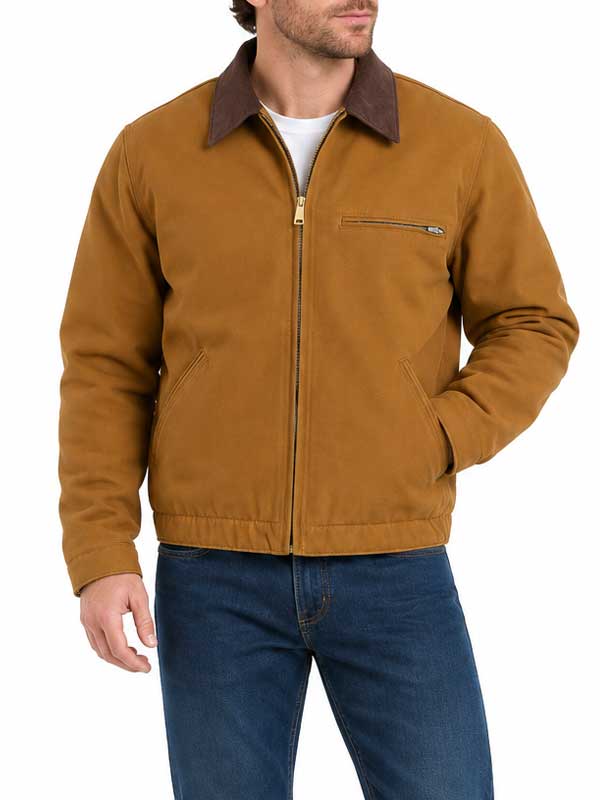 Mens Tan Canvas Cotton Jacket