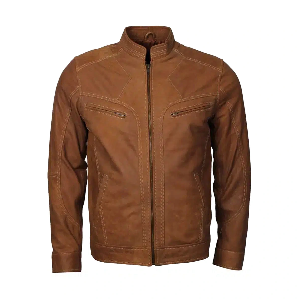 Tan Suede Biker Leather Jacket