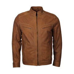 Tan Suede Biker Leather Jacket