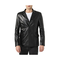 Black Lambskin Leather Blazer