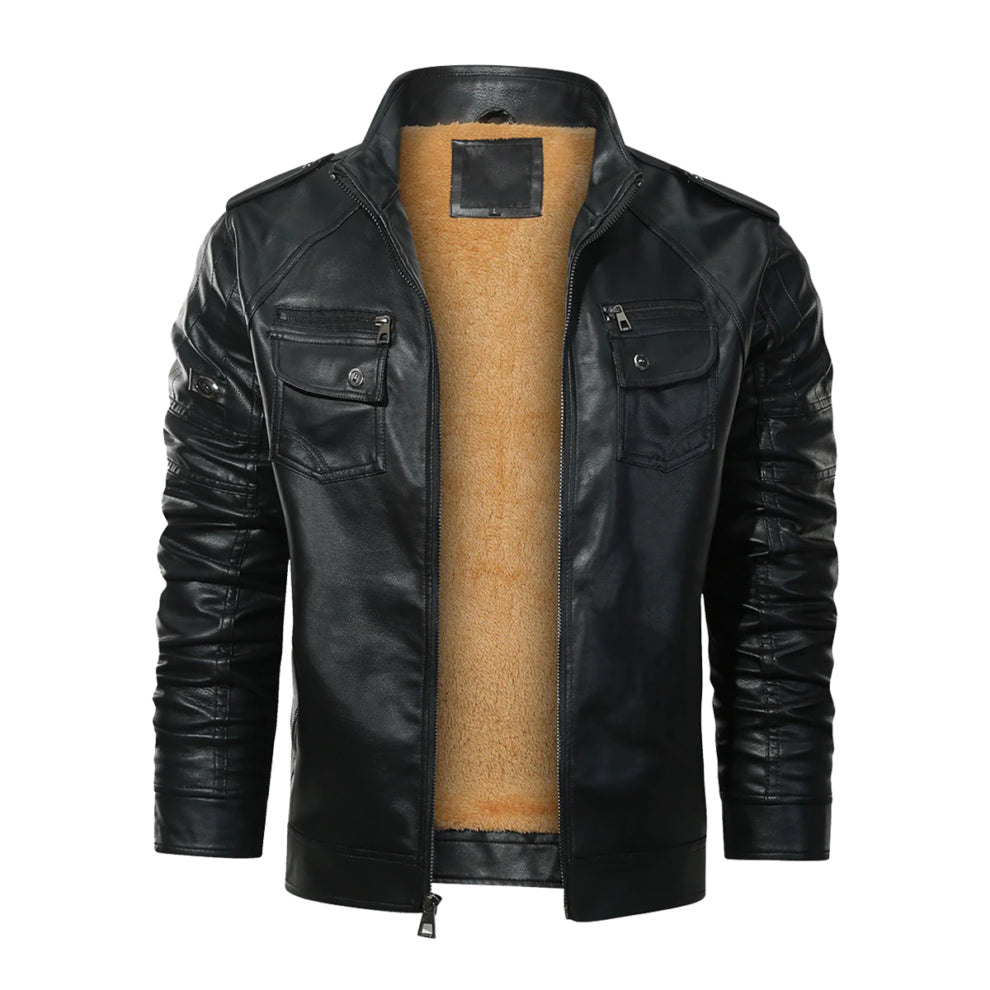 Biker Trucker Style Leather Jacket