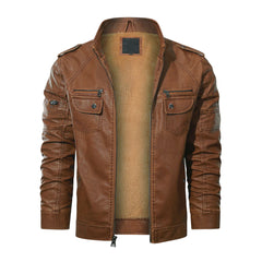 Brown Biker Trucker Style Leather Jacket