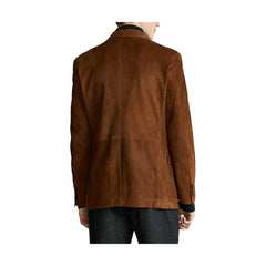 Two Button Brown Suede Leather Blazer