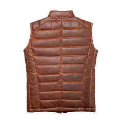 Brown Down Leather Vest