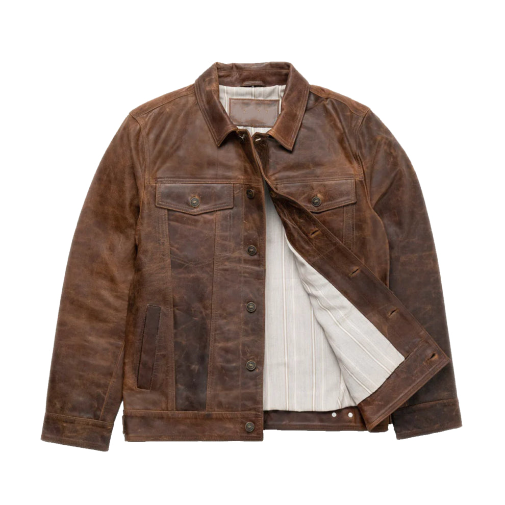 Trucker Style Genuine Leather Jacket