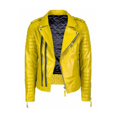 Cafe Racer Yellow Biker Leather Jacket