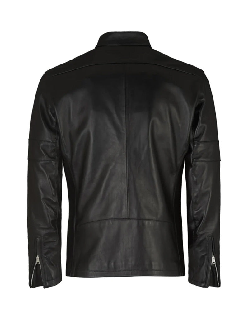 Men's Regular Fit Black Biker Leather Jacket