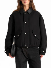 Oversized Tailored Wool-Blend Bomber Jacket – Black