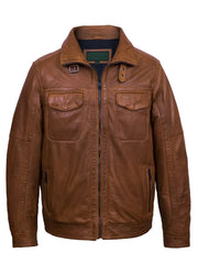 Motorcycle style tan leather jacket