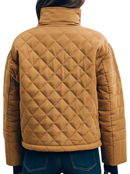 Mustard Quilted Winter Jacket For Women