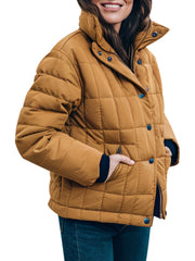 Mustard Quilted Winter Jacket For Women