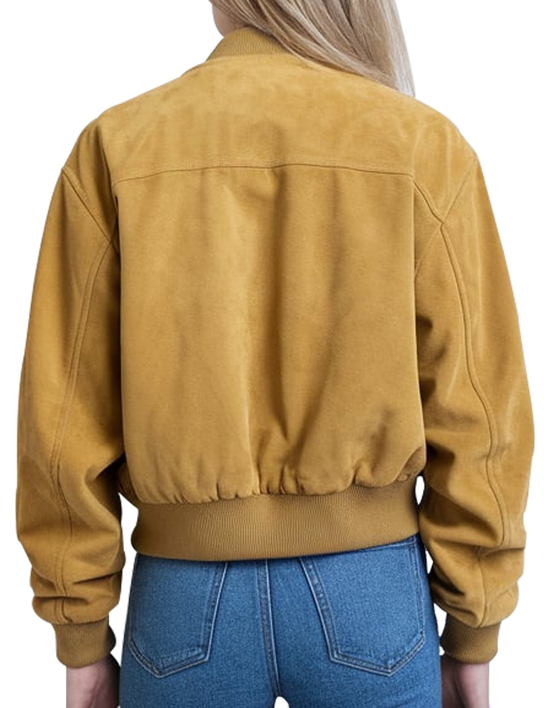 Mustard yellow bomber jacket womens best sale