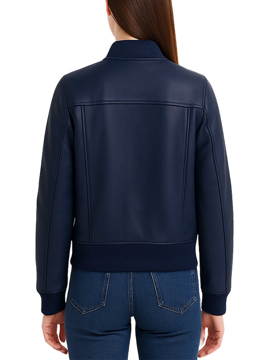 Navy Blue Women Bomber Jacket
