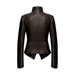 Bitter Brown V Shape Leather Jacket