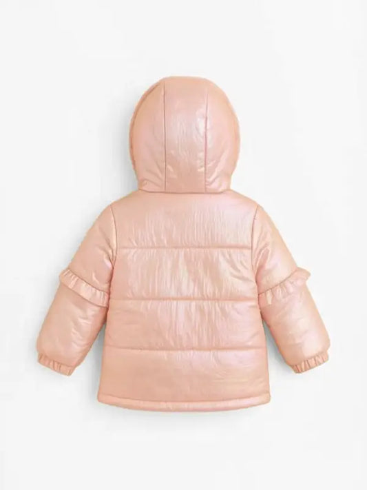 Kids Pink Hooded Puffer Jacket – Warm Quilted Winter Coat for Girls