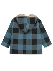 Kids Hooded Plaid Winter Jacket with Soft Fleece Lining