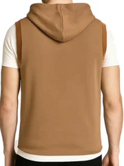 Men’s Sleeveless Hoodie Pullover, Casual Hooded Tank Top Sweatshirt