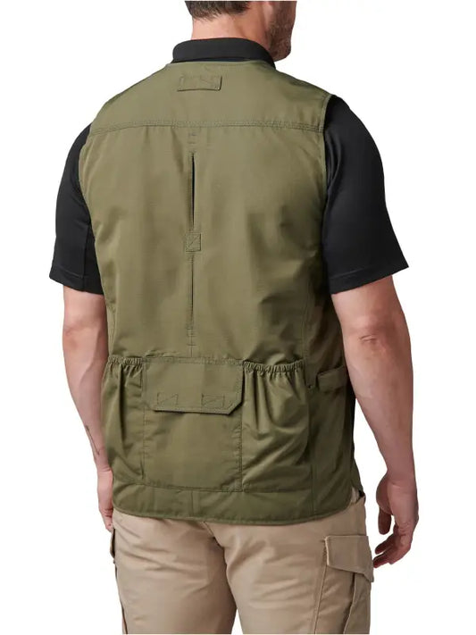 Men’s Olive Utility Cargo Vest with Multi-Pocket Design