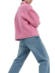 Women’s Pink Cotton Summer Jacket with Balloon Sleeves