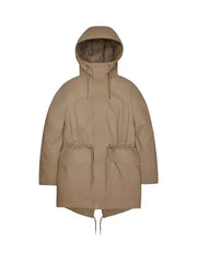 Women’s Beige Hooded Parka Jacket with Adjustable Waist