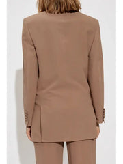 Women’s Brown Tailored Blazer Suit | Modern Belted Two-Piece Power Set