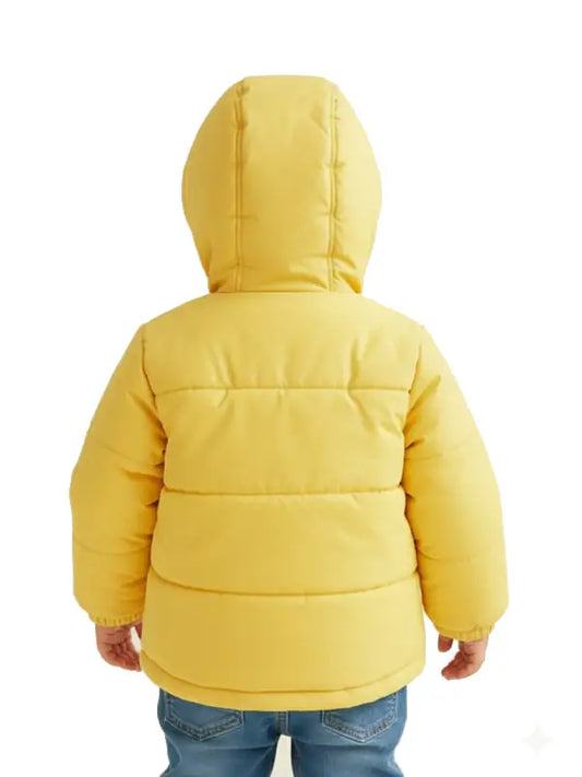 Kids Yellow Hooded Puffer Jacket – Warm Lightweight Winter Coat for Boys & Toddlers