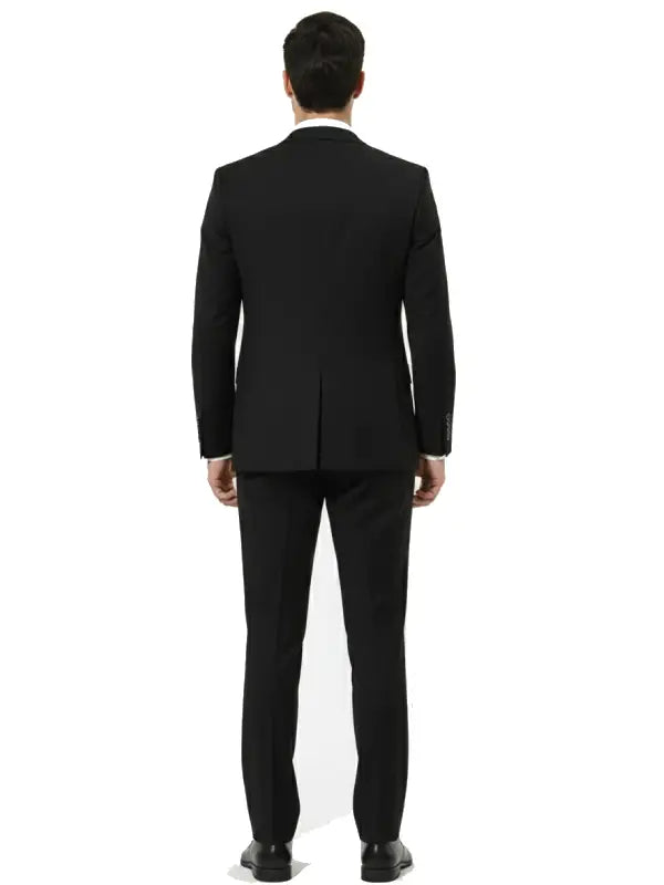 Men's Classic Black Three Piece Suit with Vest - The Leather Jackets