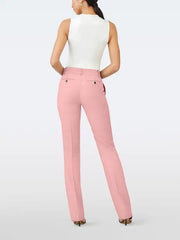 Women's Elegant Pink Two Piece Suit with Tailored Blazer and Straight Leg Trousers - The Leather Jackets