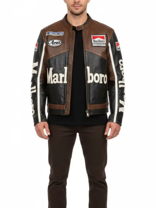 Vintage Marlboro Racing Leather Jacket for Men