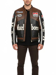 Vintage Marlboro Racing Leather Jacket for Men