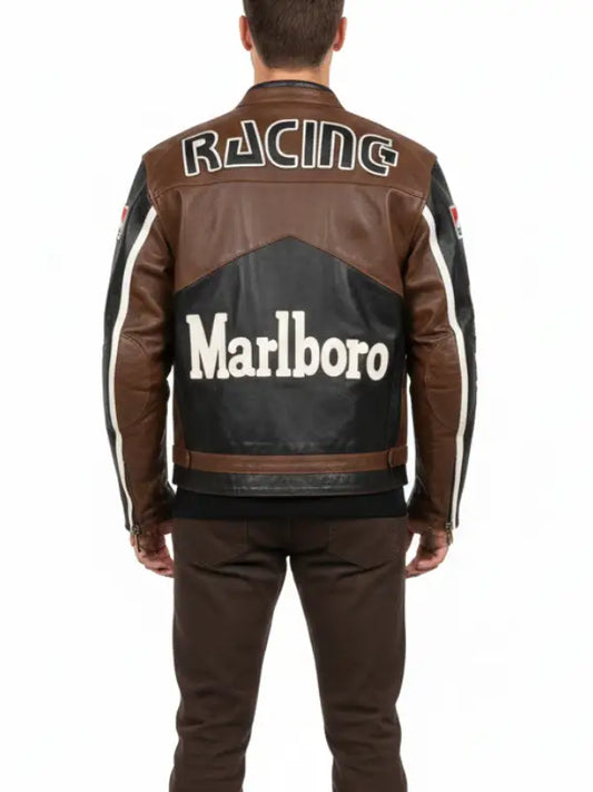Vintage Marlboro Racing Leather Jacket for Men