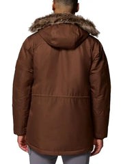 Men’s Brown Insulated Parka Jacket with Hood – Winter Outdoor Utility Coat