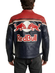 Red Bull Racing Leather Jacket for Men, Moto Style Biker Jacket