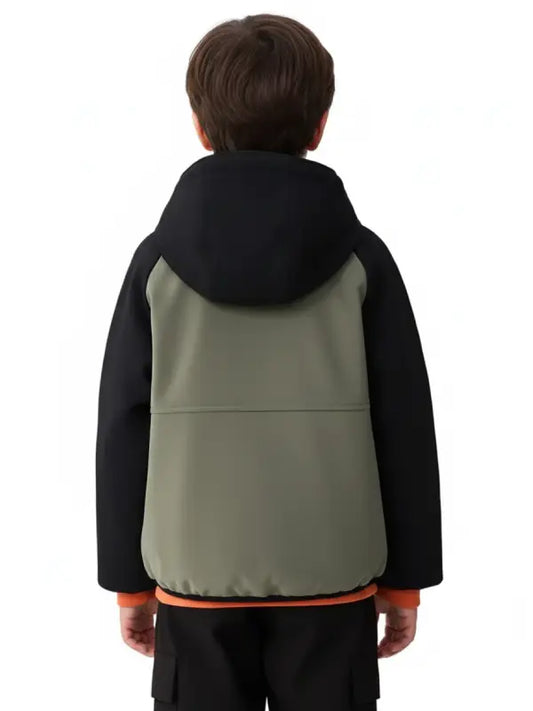 Kids Hooded Winter Jacket – Soft Polyester Fabric with Stretch Comfort