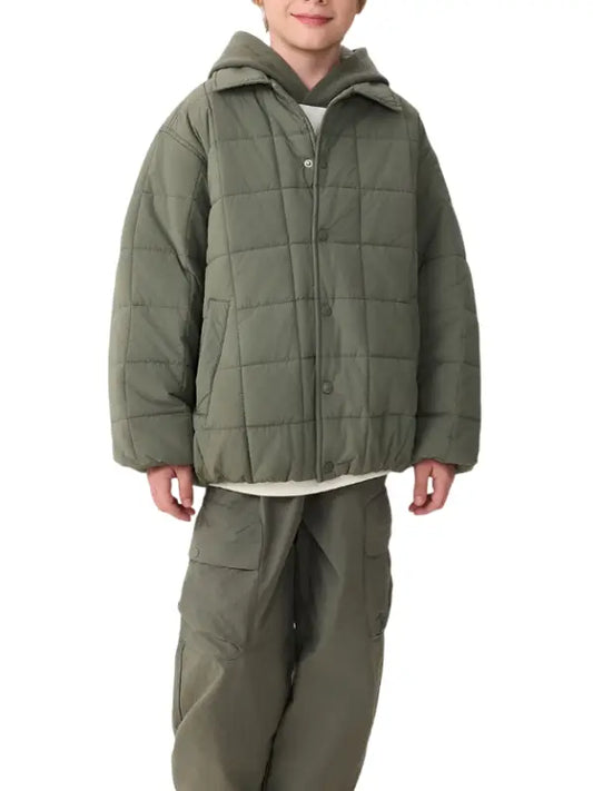 Kids Quilted Hooded Jacket – Lightweight Polyester Puffer Jacket for Boys