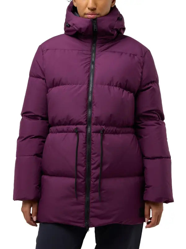 Women’s Long Purple Puffer Jacket with Hood | Insulated Winter Coat