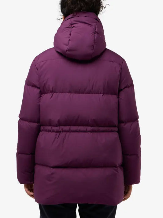 Women’s Long Purple Puffer Jacket with Hood | Insulated Winter Coat