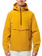 Men’s Yellow Hooded overhead Jacket – Lightweight Windproof Pullover
