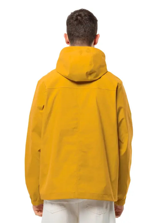 Men’s Yellow Hooded overhead Jacket – Lightweight Windproof Pullover