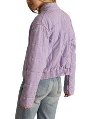 Lavender Quilted Corduroy Cropped Jacket for Women
