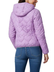 Women’s Purple Heart Quilted Hooded Puffer Jacket, Lightweight Warm Winter Coat