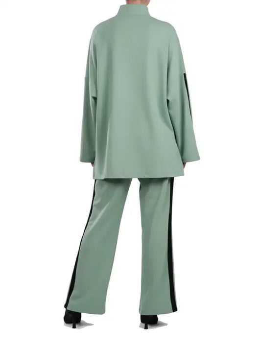 Women’s Mint Green Track Suit Set With Black Side Stripes